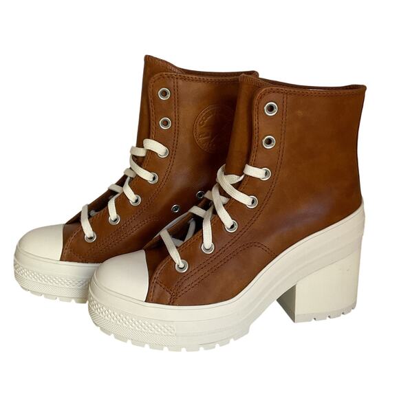 Converse Brown Leather Lugged Heel Chuck Taylor Platform – Women’s 7 NWT - Picture 2 of 12